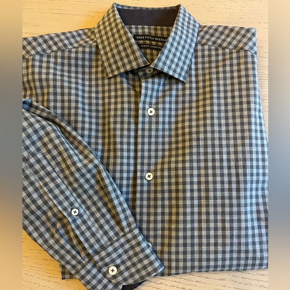 LG Men's Gray Checkered Dress Shirt